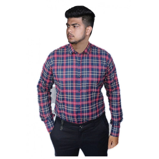 Clasymist Men's Cotton Lycra Full Sleeve Checked Casual Shirt (Red )