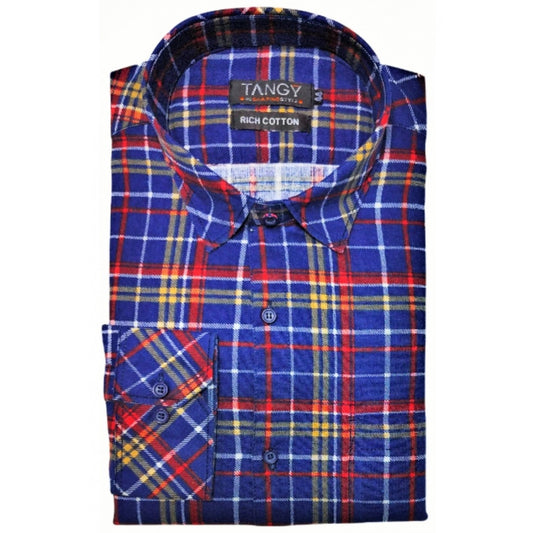 Clasymist Men's Cotton Lycra Full Sleeve Checked Casual Shirt (Blue Red)