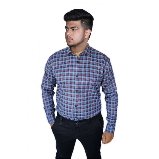 Clasymist Men's Cotton Lycra Full Sleeve Checked Casual Shirt (Purple)