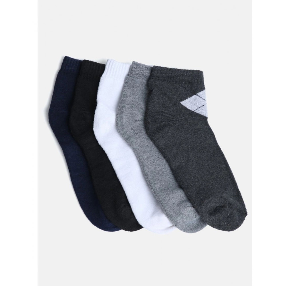 Clasymist 5 Pairs Men's Casual Cotton Blended Solid Mid-Calf length Socks (Assorted)