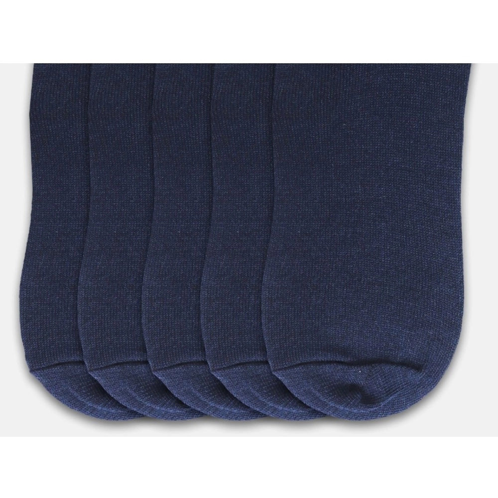 Clasymist 5 Pairs Unisex Casual Cotton Blended Solid Ankle length Socks (Navy)