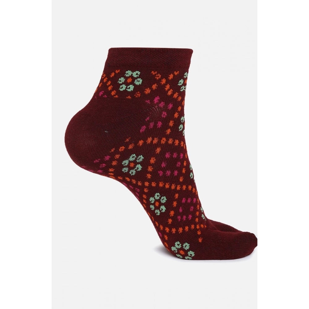 Clasymist 4 Pairs Women's Casual Cotton Blended Printed Ankle length Socks (Assorted)