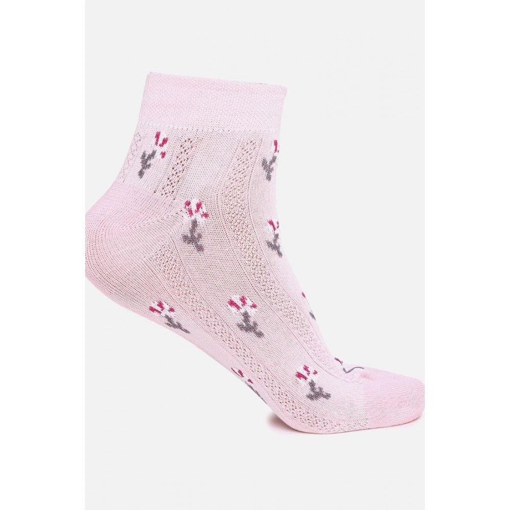 Clasymist 4 Pairs Women's Casual Cotton Blended Printed Ankle length Socks (Assorted)