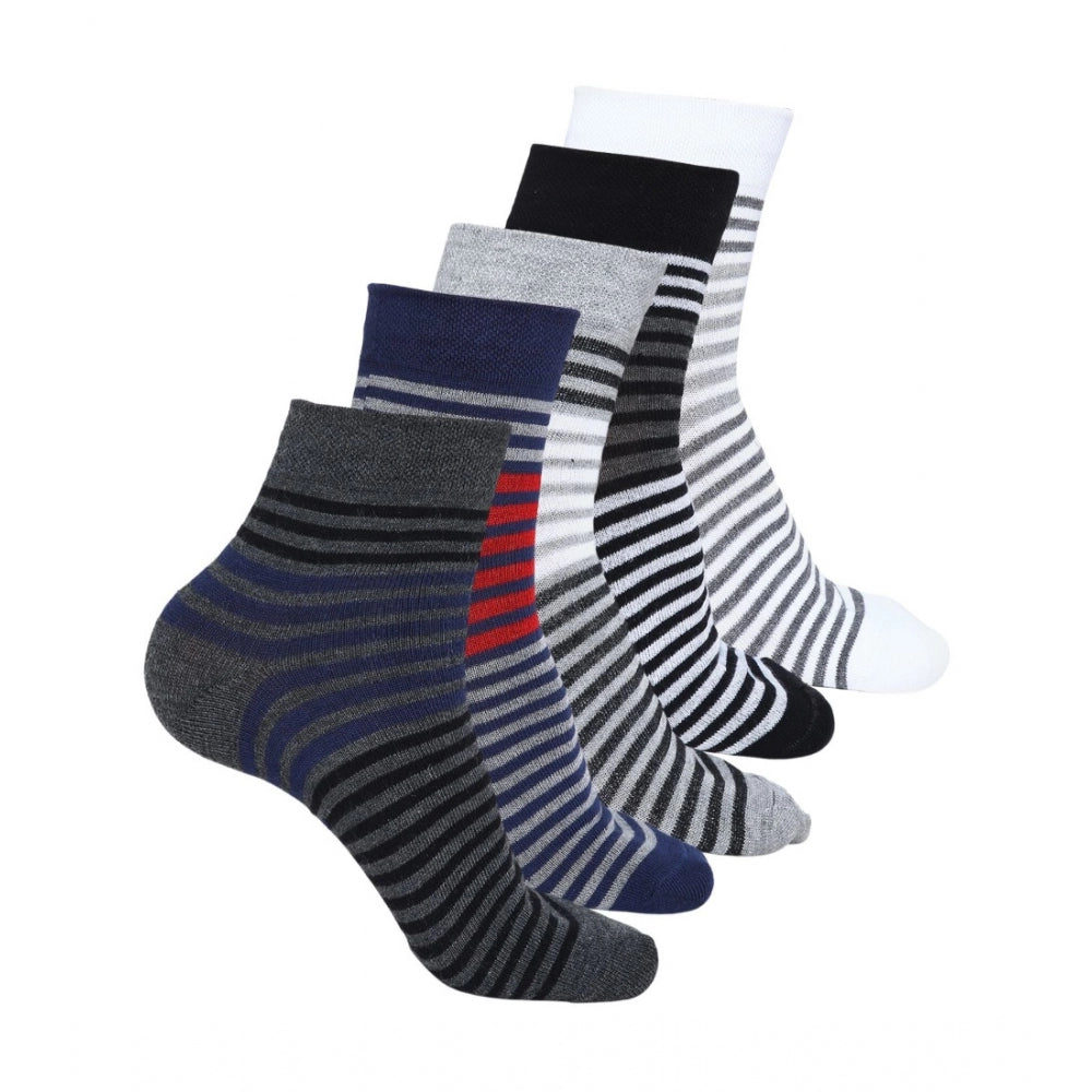 Clasymist 5 Pairs Men's Casual Cotton Blended Printed Mid-Calf length Socks (Assorted)