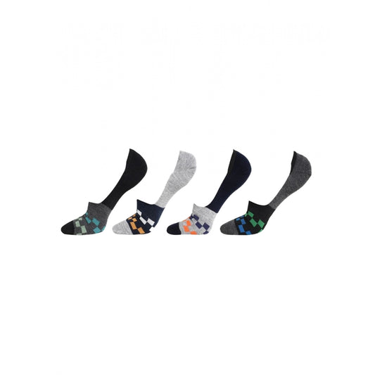 Clasymist 4 Pairs Unisex Casual Cotton Blended Printed No-show Socks (Assorted)