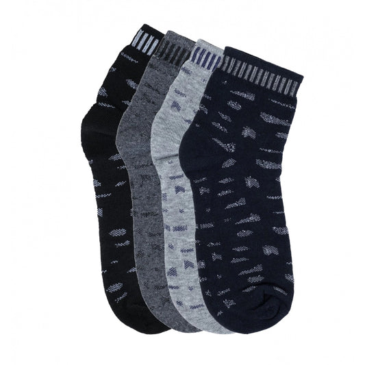 Clasymist 4 Pairs Men's Casual Cotton Blended Printed Mid-Calf length Socks (Assorted)