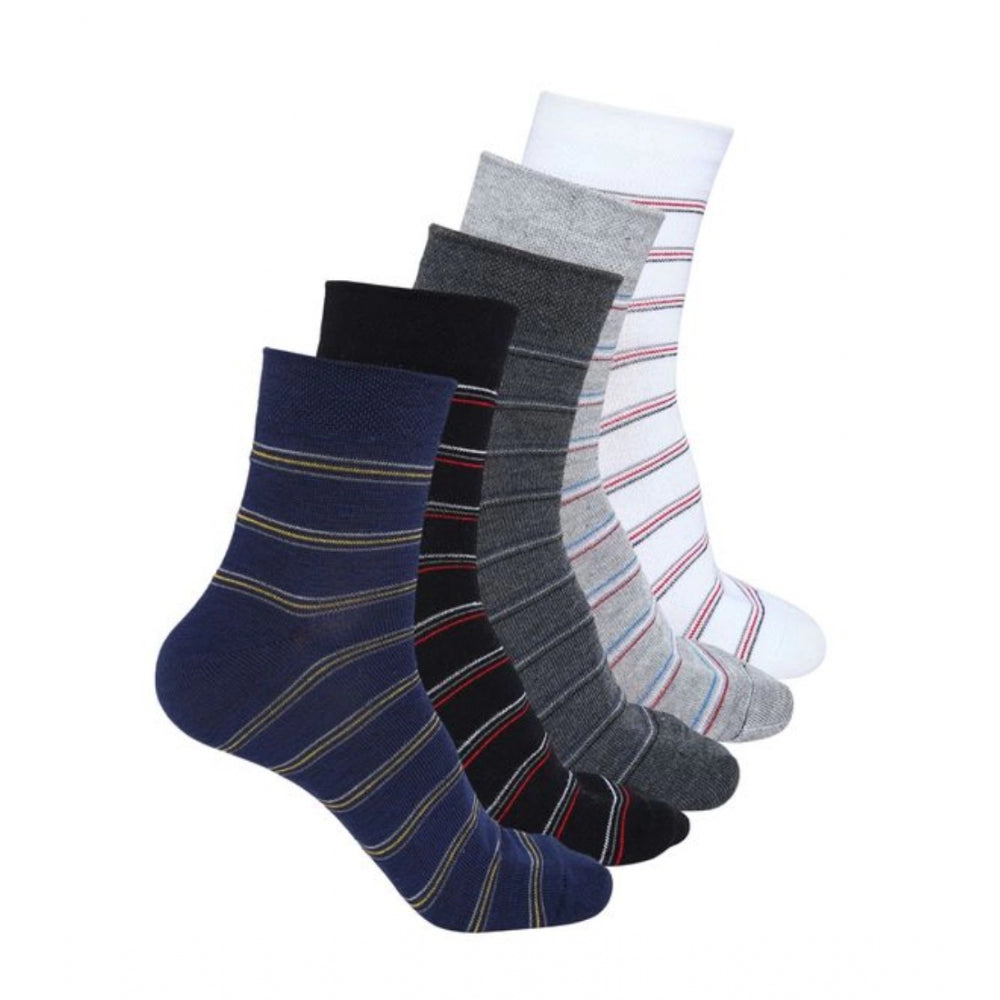 Clasymist 5 Pairs Men's Casual Cotton Blended Printed Mid-Calf length Socks (Assorted)