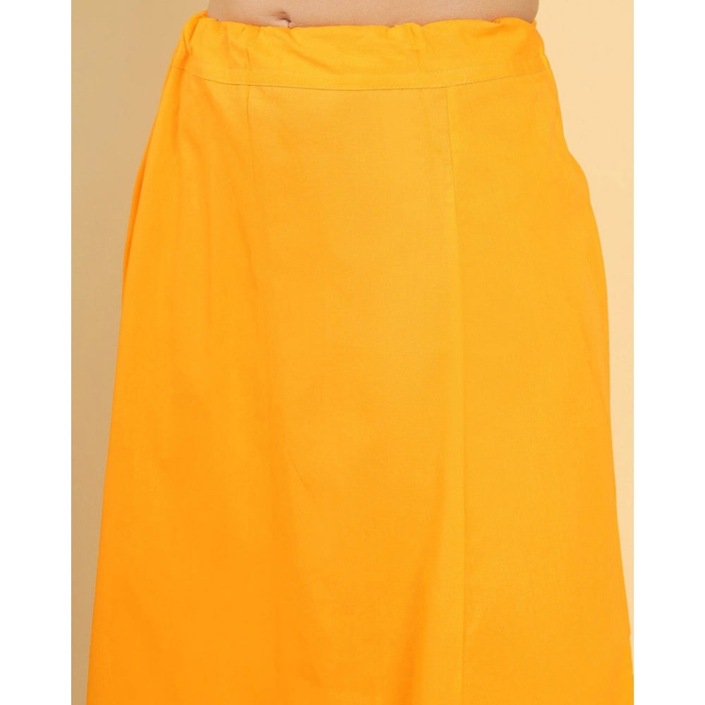 Clasymist Women's Cotton Solid Free Size Petticoat (Mustard)