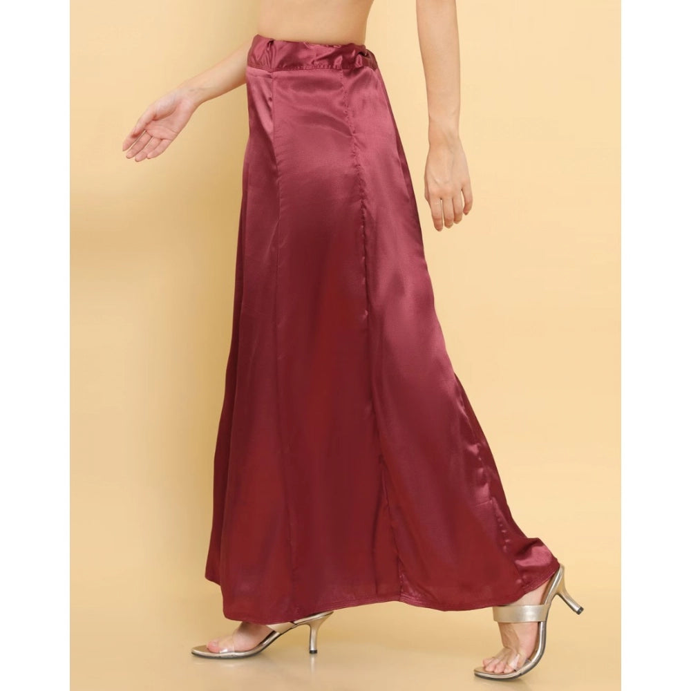 Clasymist Women's Silk Solid Free Size Petticoat (Maroon)