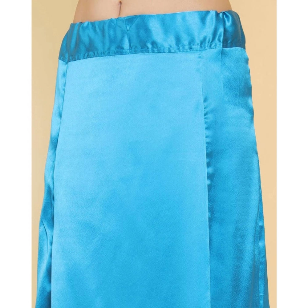 Clasymist Women's Silk Solid Free Size Petticoat (Blue)