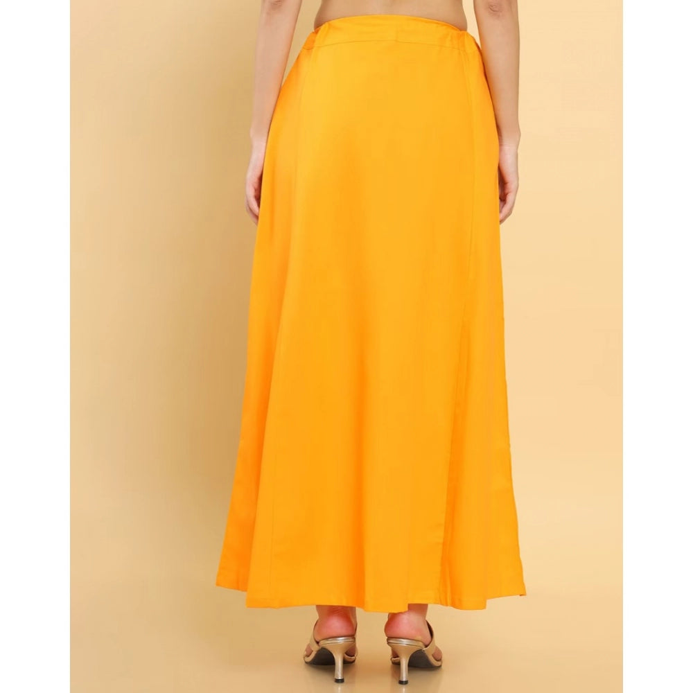 Clasymist Women's Cotton Solid Free Size Petticoat (Mustard)