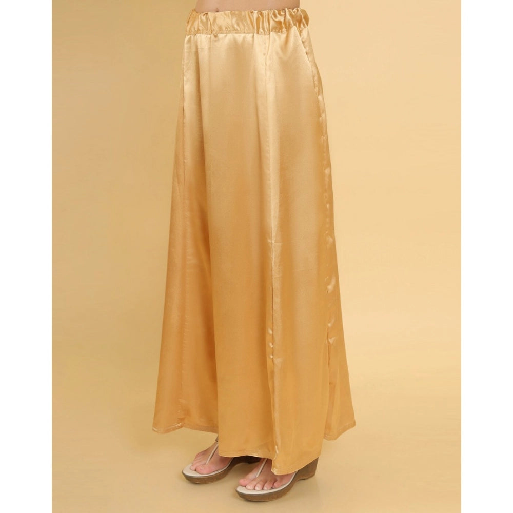 Clasymist Women's Silk Solid Free Size Petticoat (Gold)