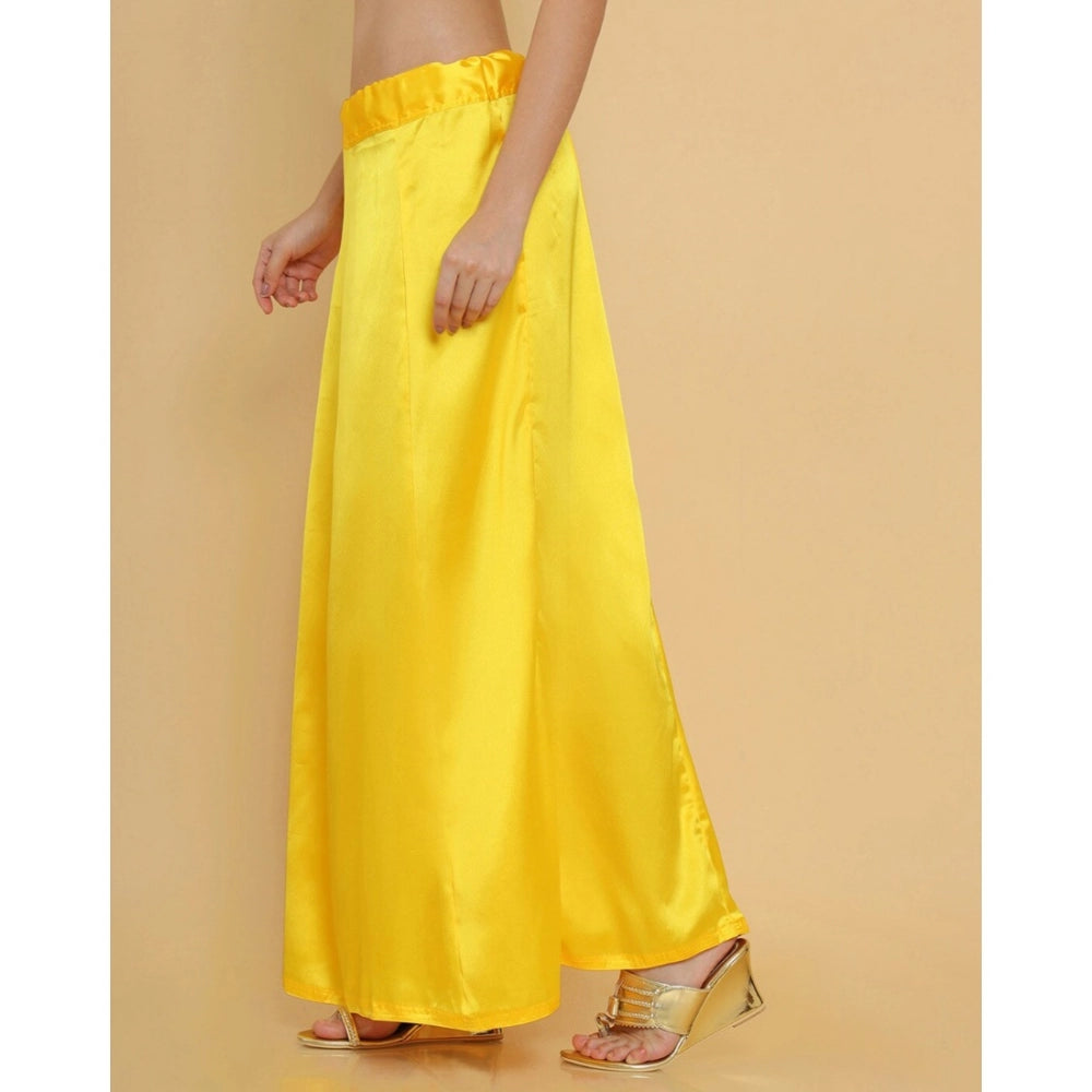 Clasymist Women's Silk Solid Free Size Petticoat (Yellow)