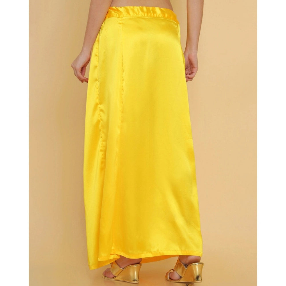 Clasymist Women's Silk Solid Free Size Petticoat (Yellow)