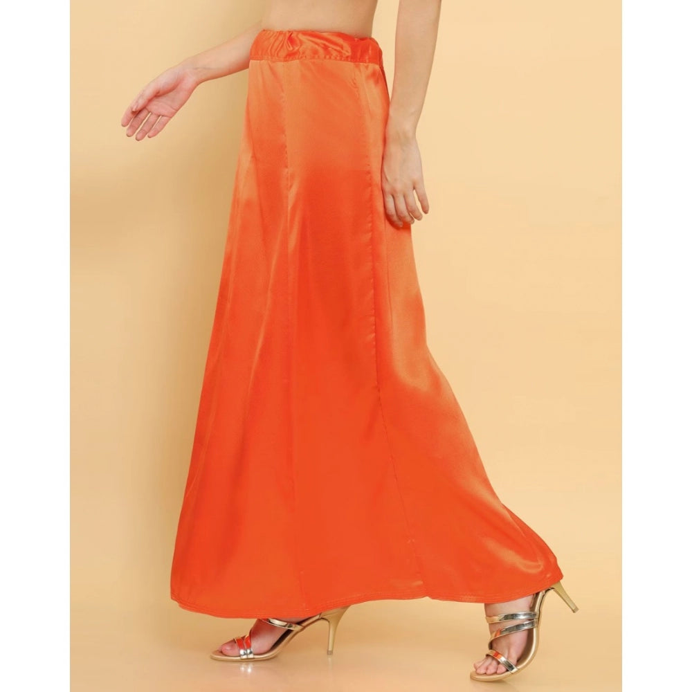 Clasymist Women's Silk Solid Free Size Petticoat (Orange)