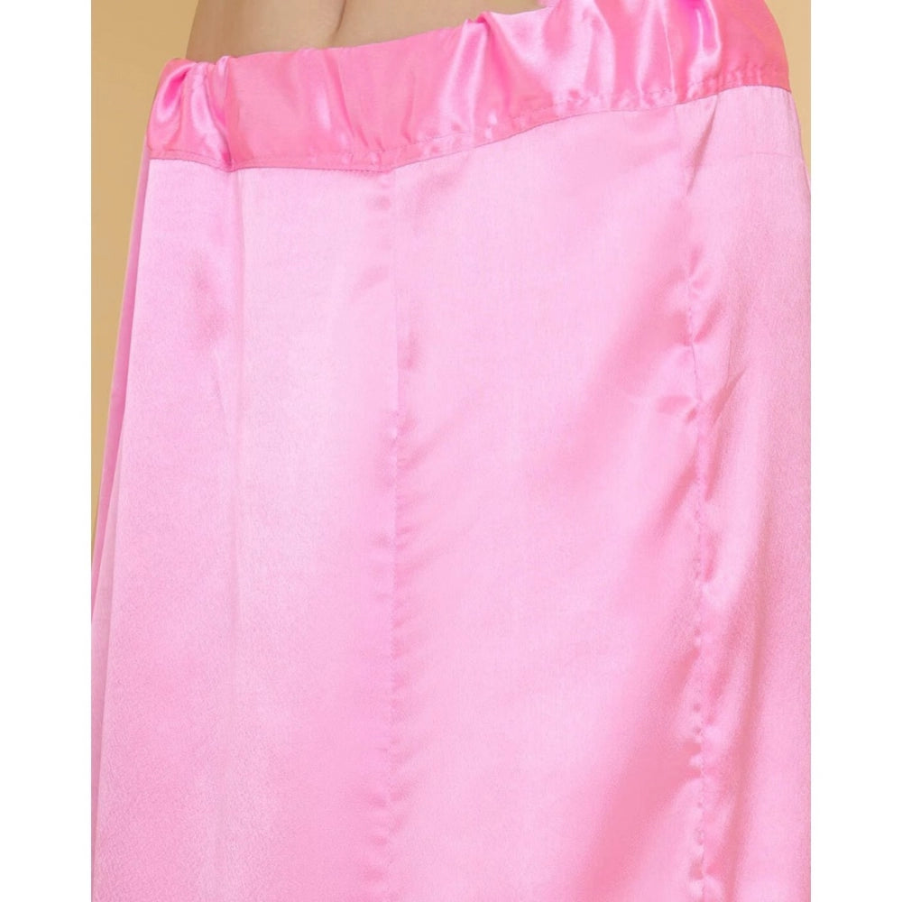 Clasymist Women's Silk Solid Free Size Petticoat (Pink)