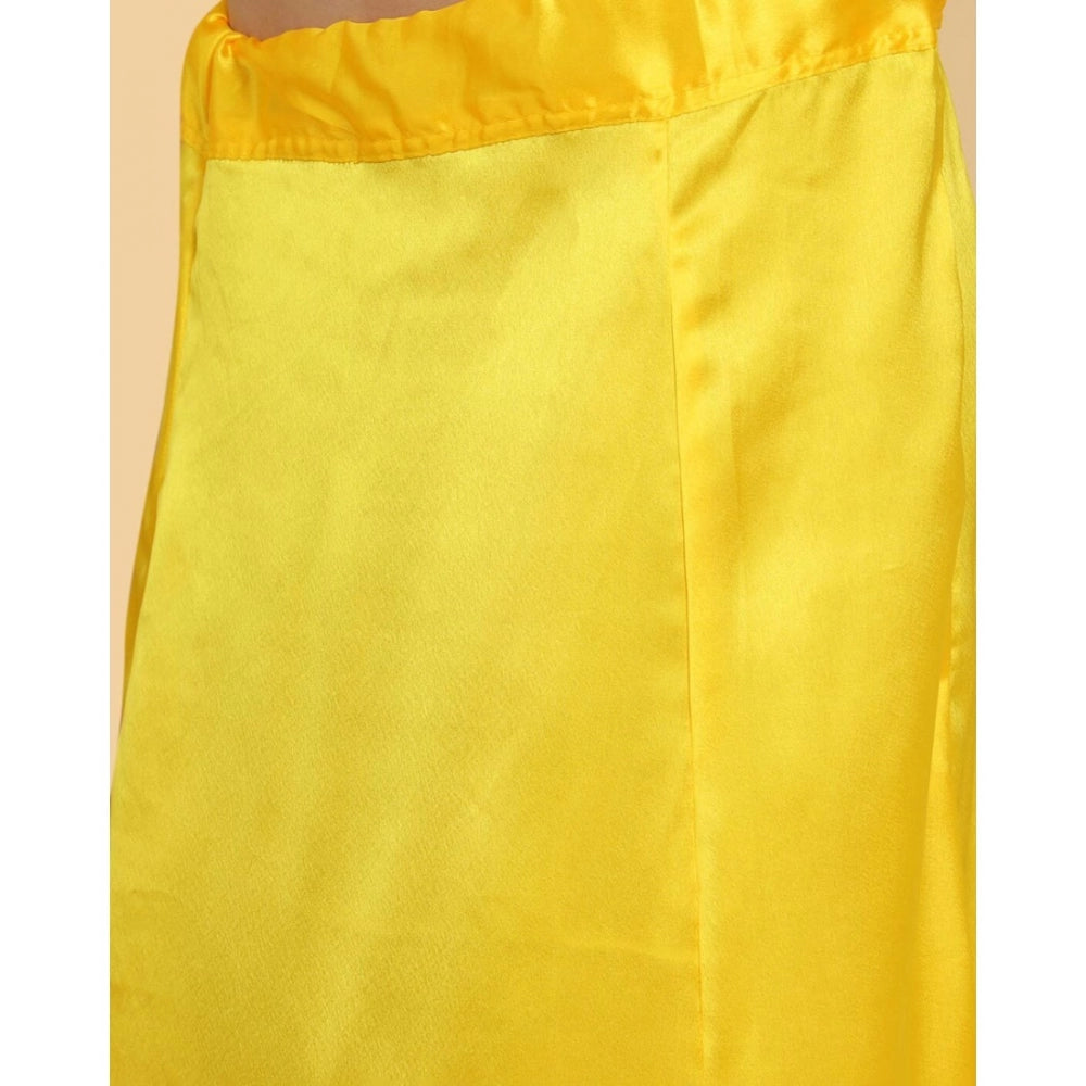 Clasymist Women's Silk Solid Free Size Petticoat (Yellow)