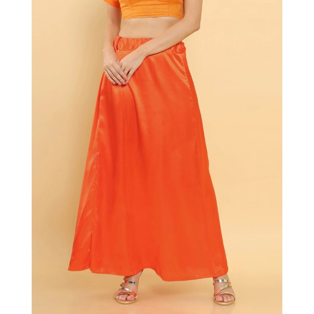 Clasymist Women's Silk Solid Free Size Petticoat (Orange)