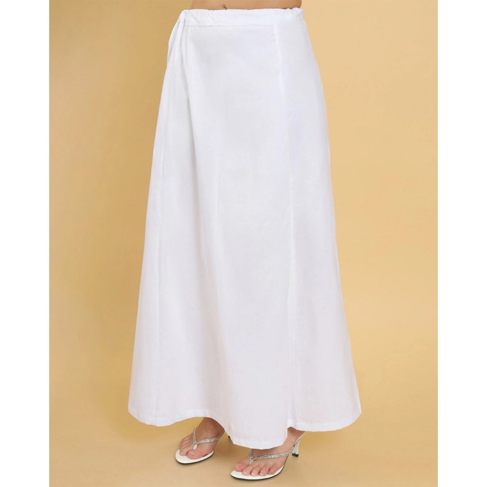 Clasymist Women's Cotton Solid Free Size Petticoat (White)