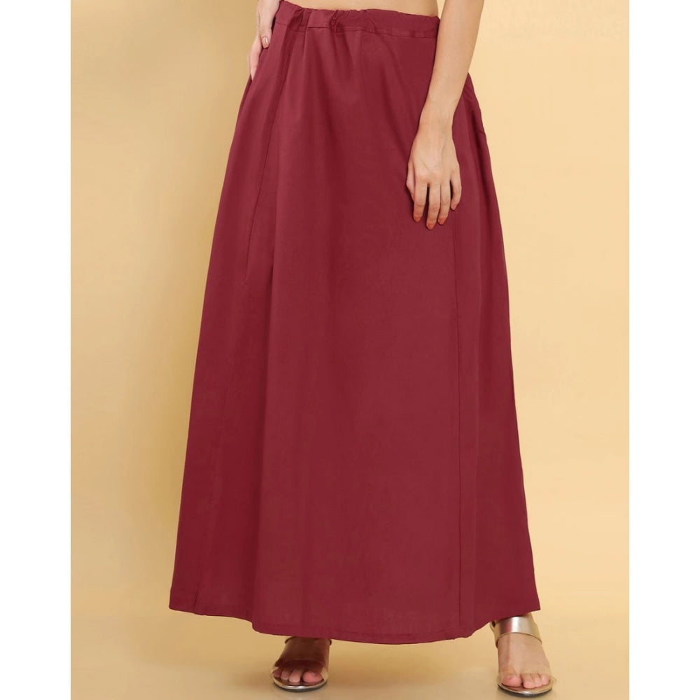 Clasymist Women's Cotton Solid Free Size Petticoat (Maroon)