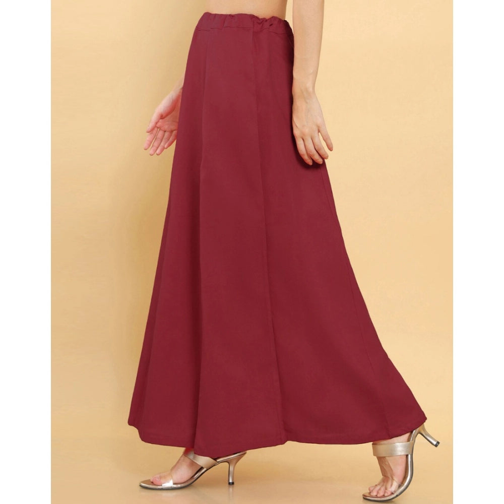 Clasymist Women's Cotton Solid Free Size Petticoat (Maroon)