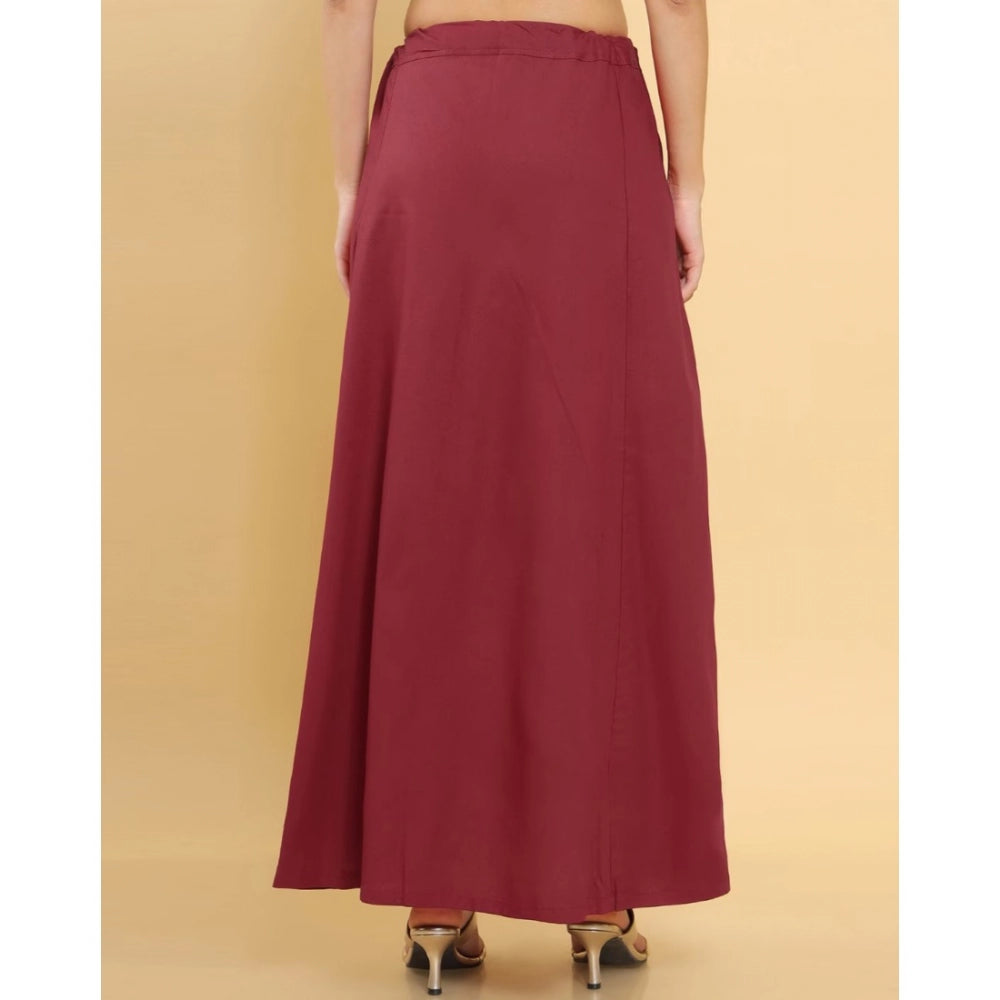 Clasymist Women's Cotton Solid Free Size Petticoat (Maroon)