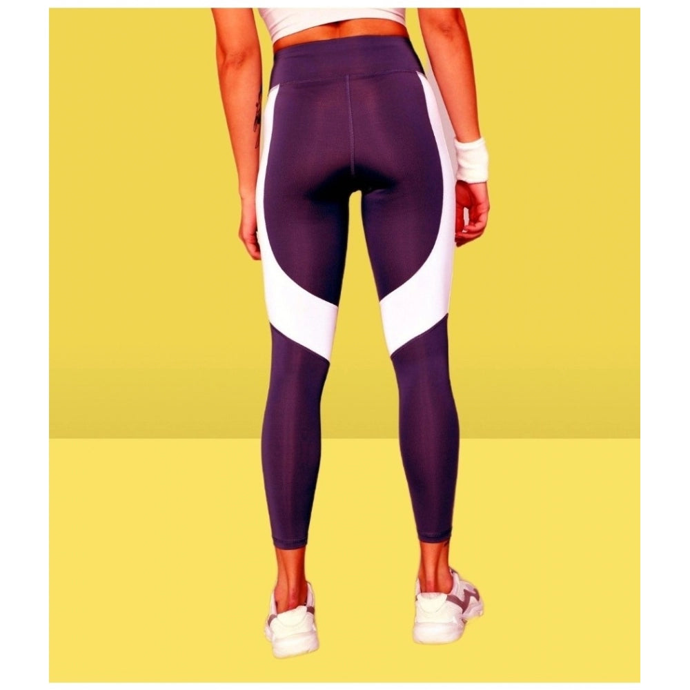 Clasymist Women's Polyster Solid Sport Leggings (Purple)