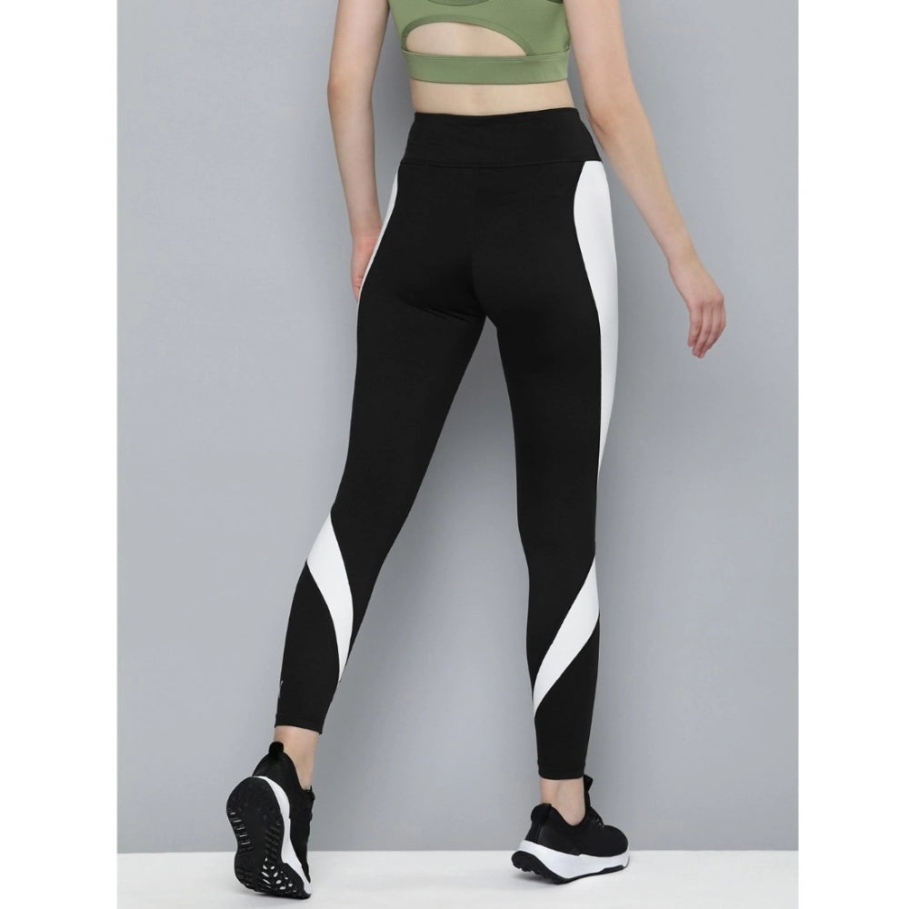 Clasymist Women's Polyster Solid Sport Leggings (Black &amp; White)