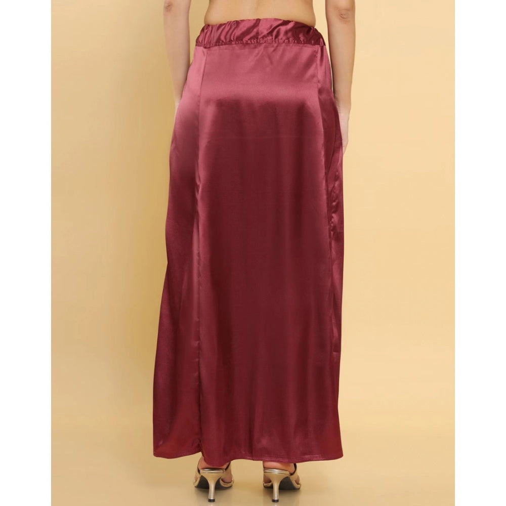 Clasymist Women's Silk Solid Free Size Petticoat (Maroon)