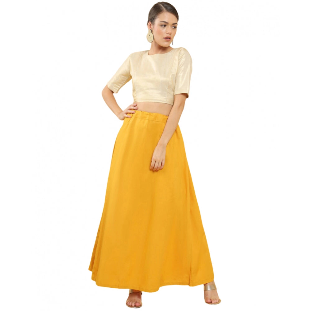 Clasymist Women's Cotton Solid Free Size Petticoat (Yellow)