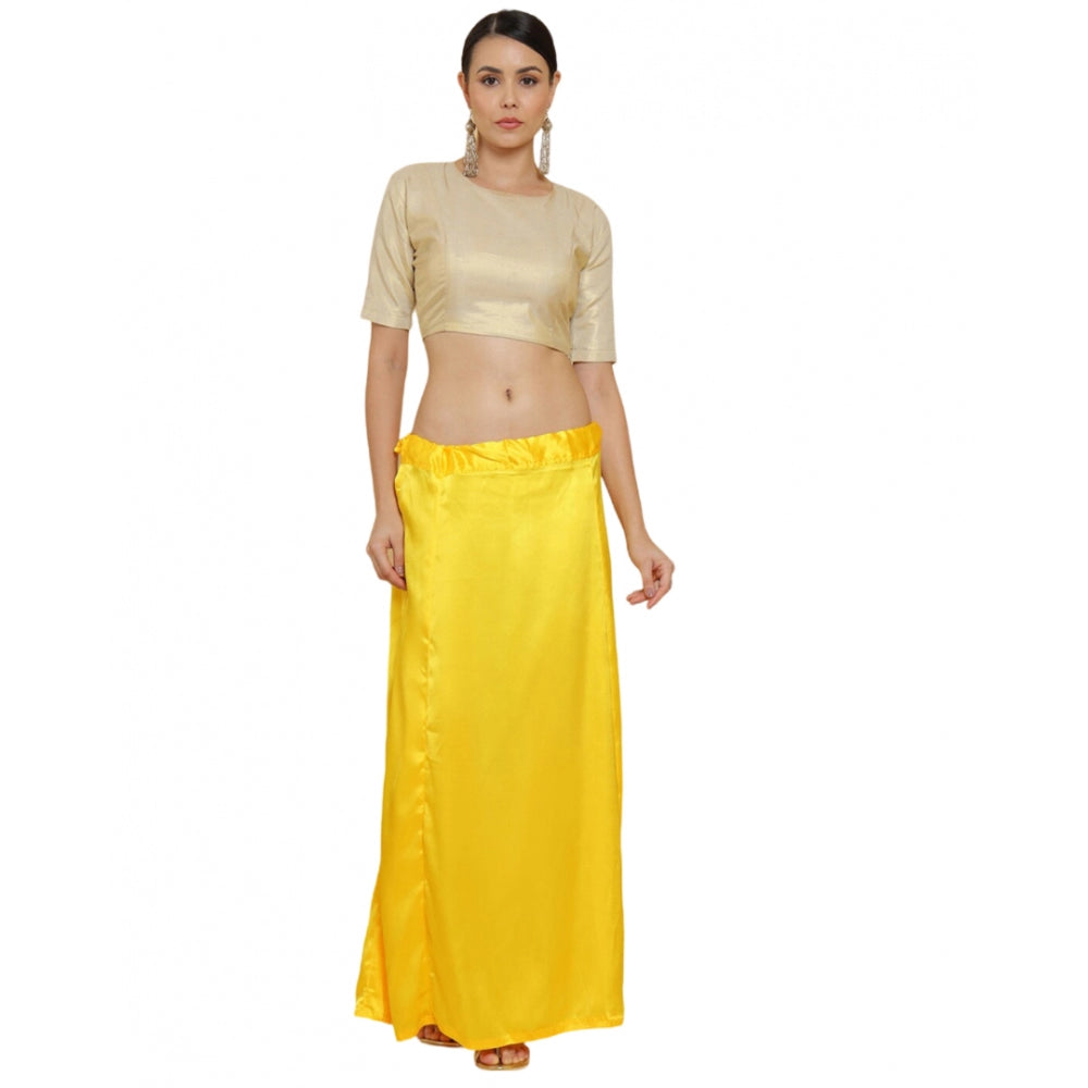 Clasymist Women's Silk Solid Free Size Petticoat (Yellow)