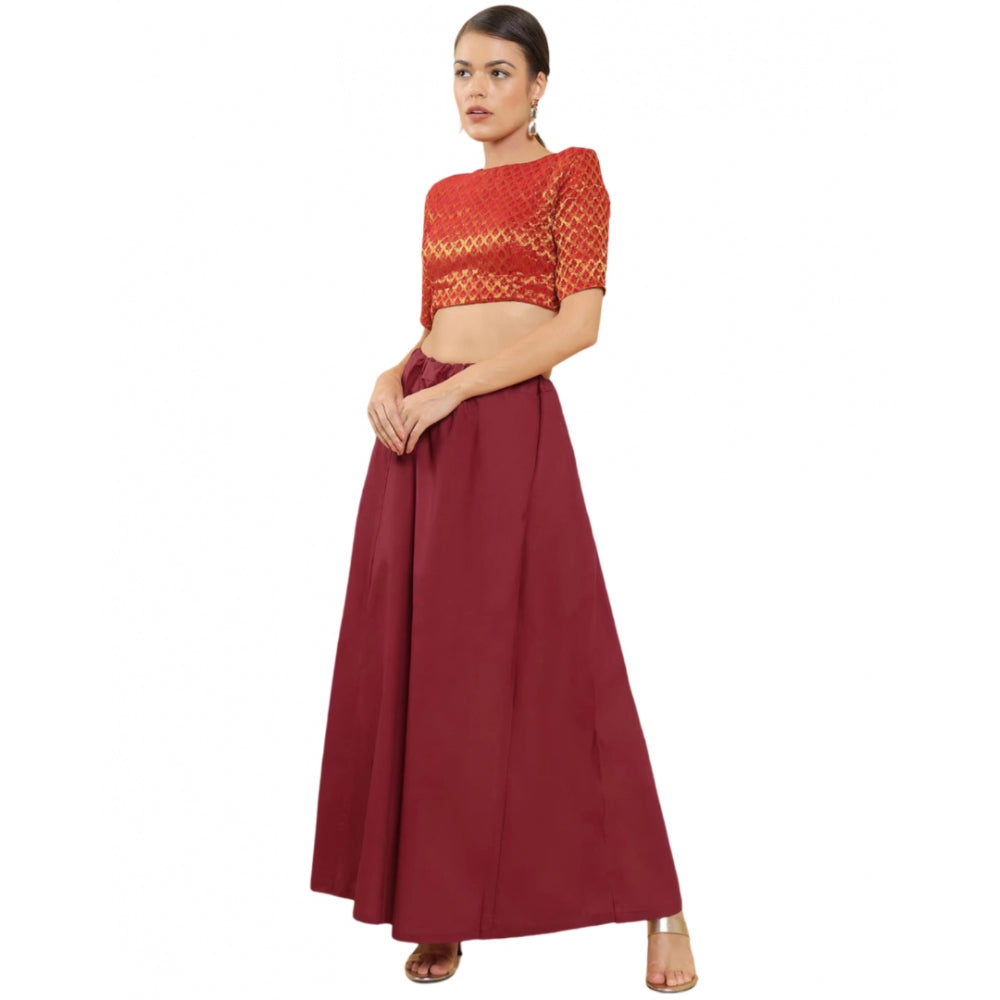 Clasymist Women's Cotton Solid Free Size Petticoat (Maroon)