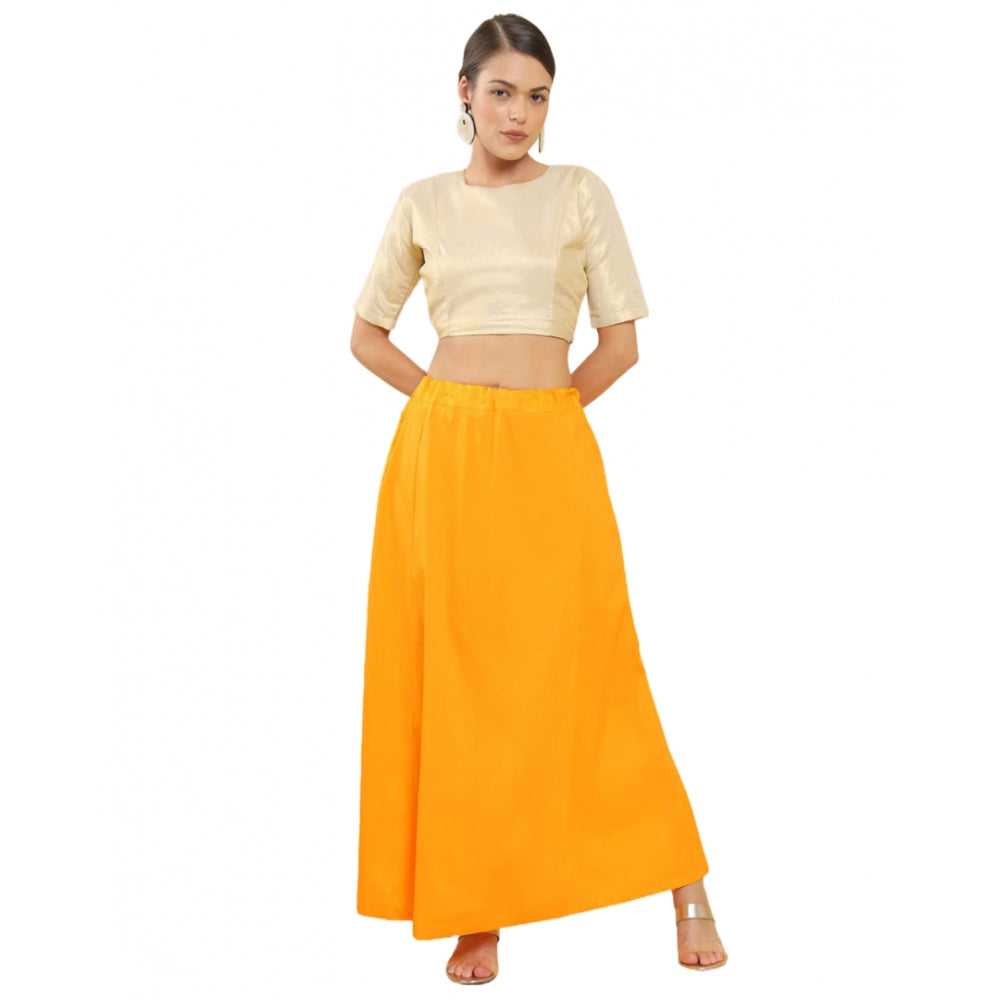 Clasymist Women's Cotton Solid Free Size Petticoat (Mustard)