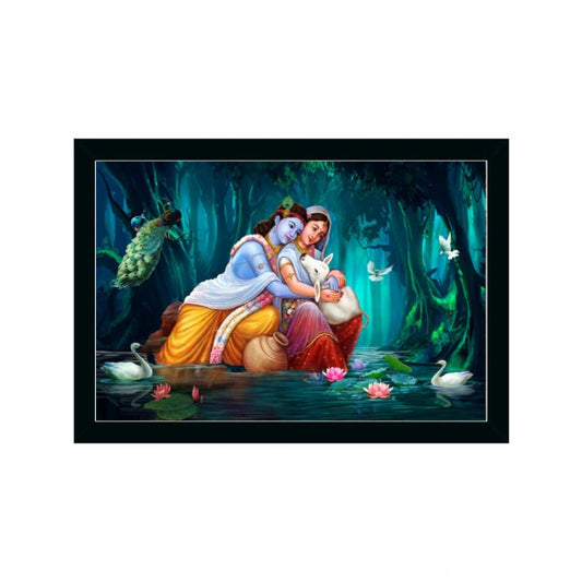 Clasymist Beautiful Radha Krishna Vinyl Sparkle Coated with Synthetic Photo Frame (Multicolor)