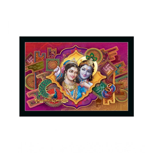 Clasymist Beautiful Radha Krishna Vinyl Sparkle Coated with Synthetic Photo Frame (Multicolor)