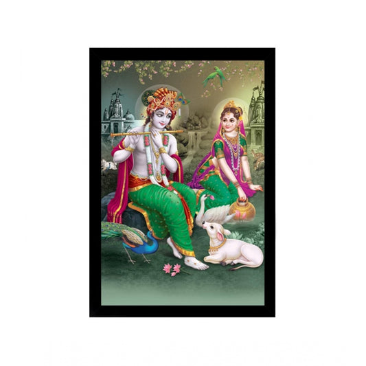 Clasymist Beautiful Radha Krishna Vinyl Sparkle Coated with Synthetic Photo Frame (Multicolor)