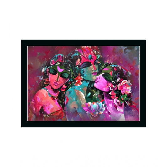 Clasymist Beautiful Radha Krishna Vinyl Sparkle Coated with Synthetic Fram (Multicolor)