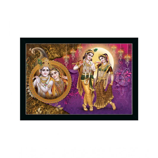 Clasymist Beautiful Radha Krishna Vinyl Sparkle Coated with Synthetic Photo Frame (Multicolor)