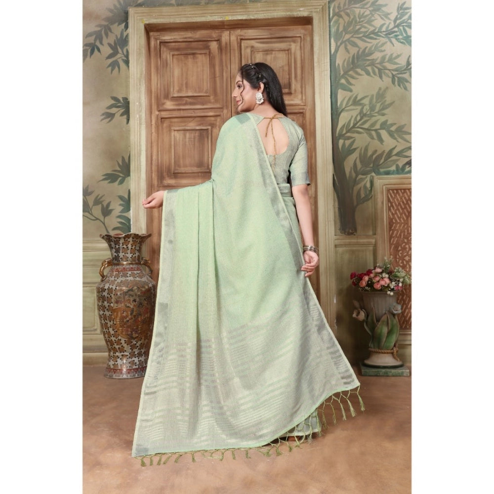 Clasymist Women's Organza Printed Saree With Unstitched Blouse (Sea Green, 5-6 Mtrs)