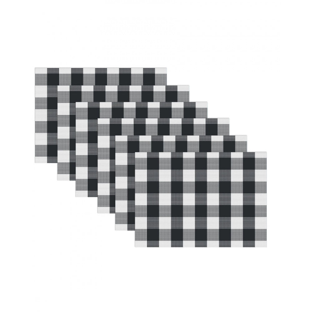 Clasymist Checked Cotton Place Mats Sets (Black &amp; White)