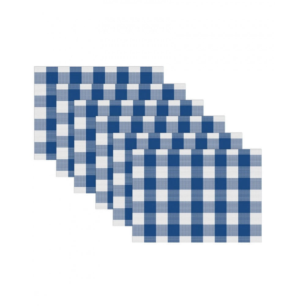 Clasymist Checked Cotton Place Mats Sets (Royal Blue)