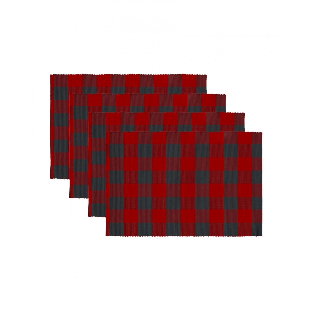 Clasymist Checked Cotton Place Mats Sets (Red &amp; Black)