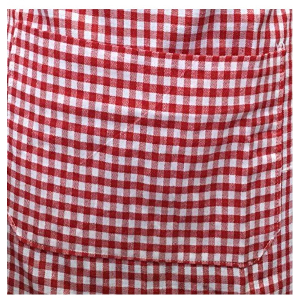 Clasymist Checked Cotton Aprons (Red)