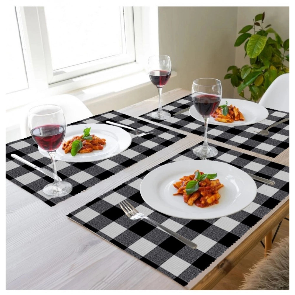 Clasymist Checked Cotton Place Mats Sets (Black)