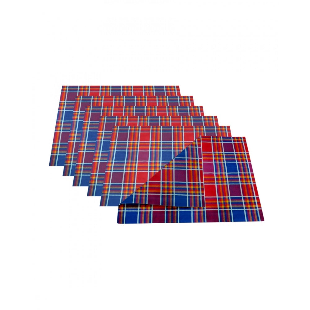 Clasymist Checked Cotton Place Mats Sets (Multicolor)