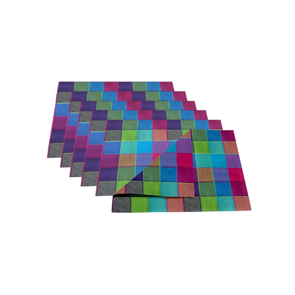 Clasymist Checked Cotton Place Mats Sets (Multicolor)