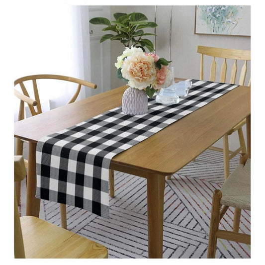 Clasymist Checked Cotton Table Runners (Black)