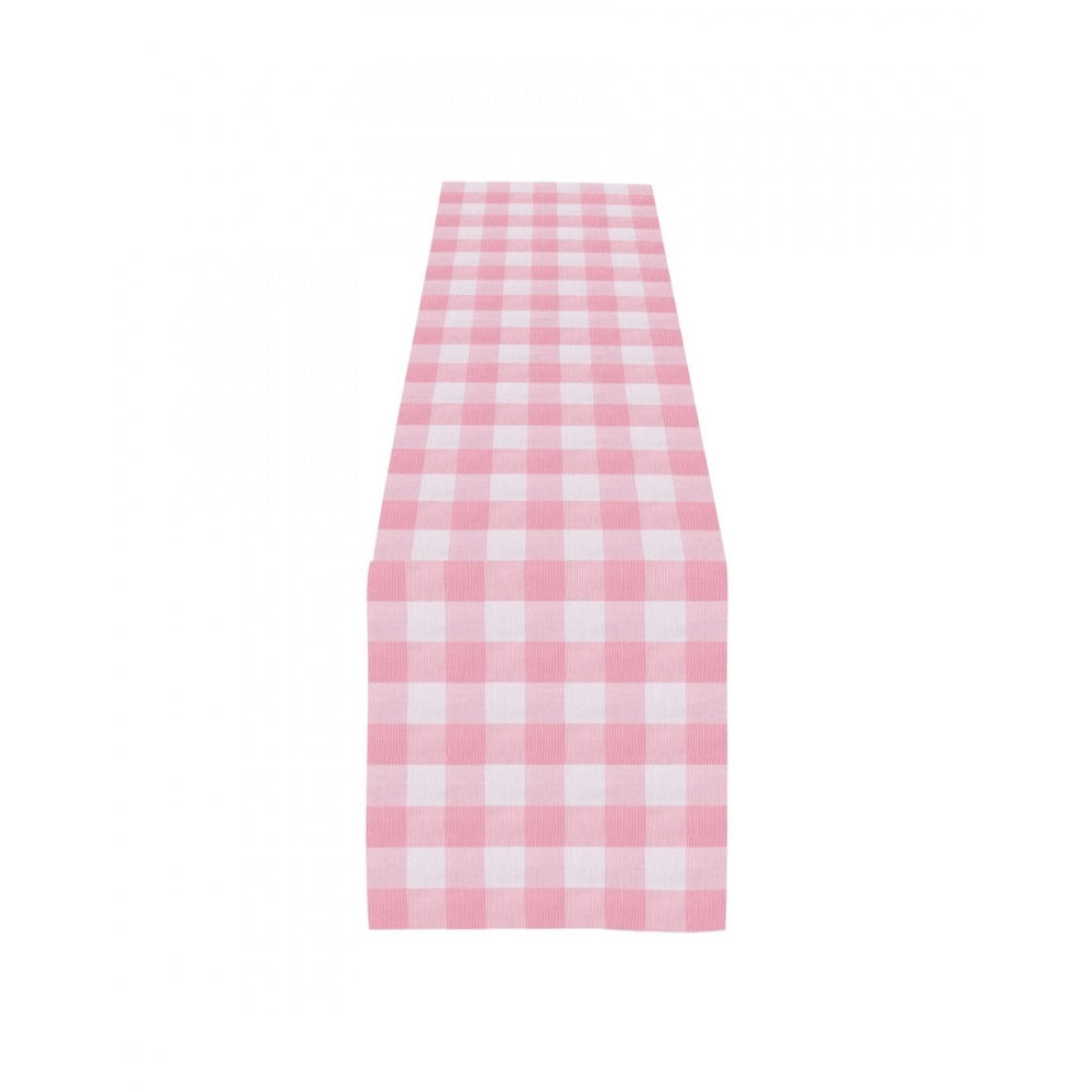 Clasymist Checked Cotton Table Runners (Baby Pink)