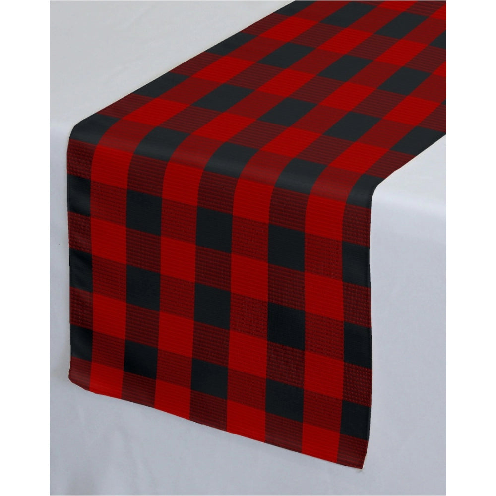 Clasymist Checked Cotton Table Runners (Red &amp; Black)