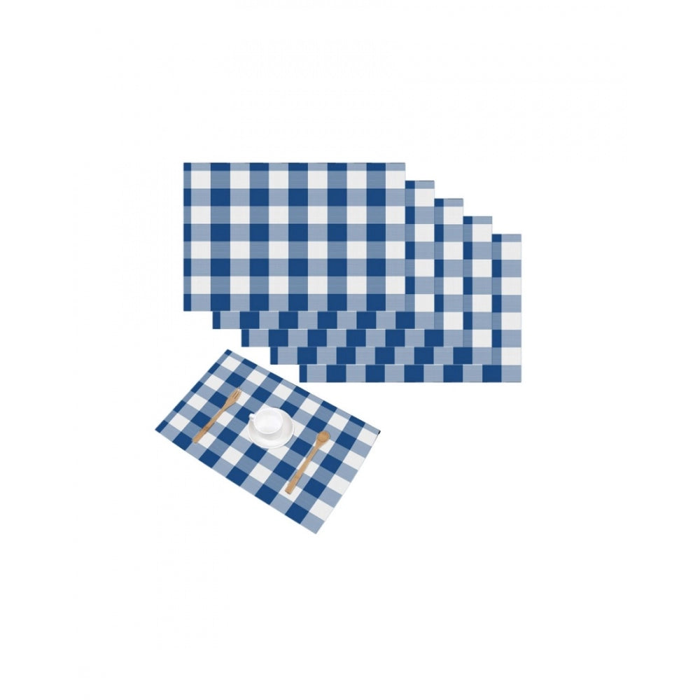 Clasymist Checked Cotton Place Mats Sets (Royal Blue)